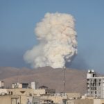 Smoke rising over Tehran from Israeli airstrike
