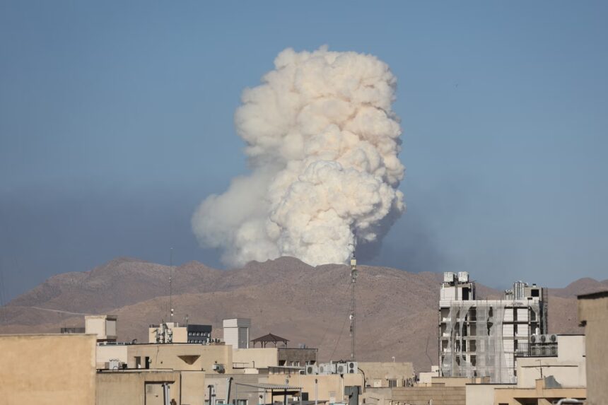 Smoke rising over Tehran from Israeli airstrike