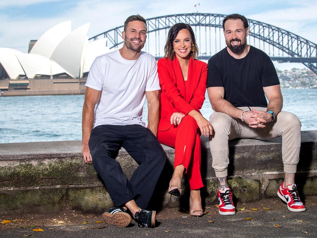 Beau Ryan and Aaron Woods in the Triple M radio studio looking concerned