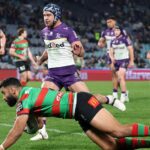 South Sydney winger Johnston breaks toward Ken Irvine's record