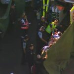 Aerial view of the Auburn kebab shop crime scene in Sydney
