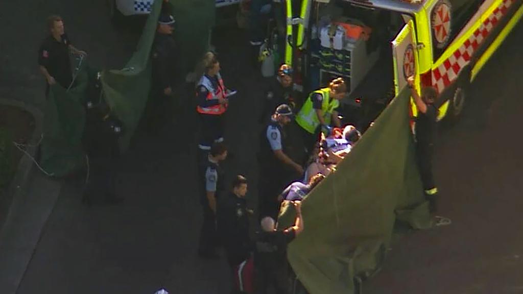 Aerial view of the Auburn kebab shop crime scene in Sydney