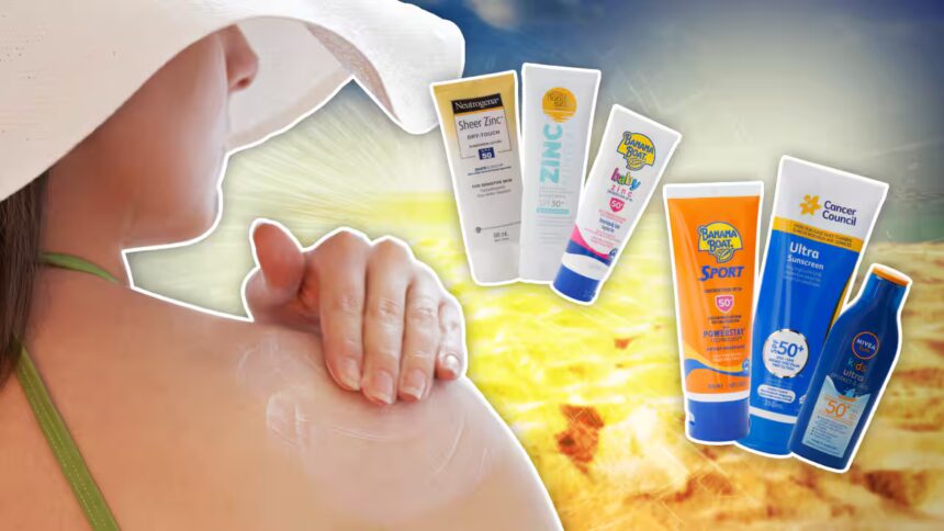 Woman applying sunscreen on shoulder, SPF warning by CHOICE Australia