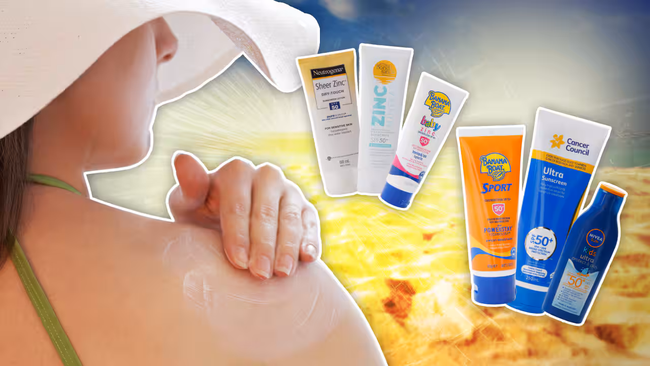 Woman applying sunscreen on shoulder, SPF warning by CHOICE Australia