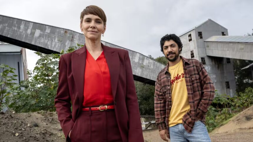 Tasma Walton and Hunter Page‑Lochard on set