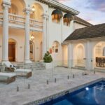 Grand arched windows and terrace viewsion
