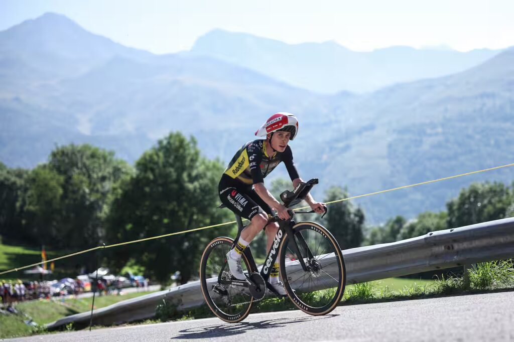 Danish rider Jonas Vingegaard cycles during the 13th stage of the 112th edition of the Tour de France cycling race. Source: AFP / Anne-Christine Poujoulat