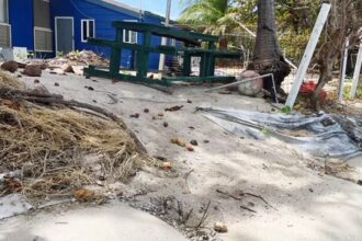 Sandbags in front of a home on Poruma Island in the Torres Strait. Source: AAP