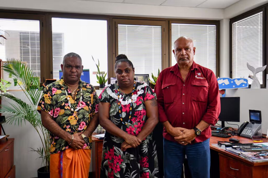 Torres Strait Island Regional Council Mayor Phillemon Mosby, Torres Shire Council Mayor Elsie Seriat and Northern Peninsula Area Mayor Robert Poi Poi.