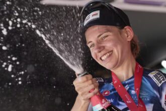 Sarah Gigante took third in the Giro D'Italia, winning two stages. Credit: Massimo Paolone/AP