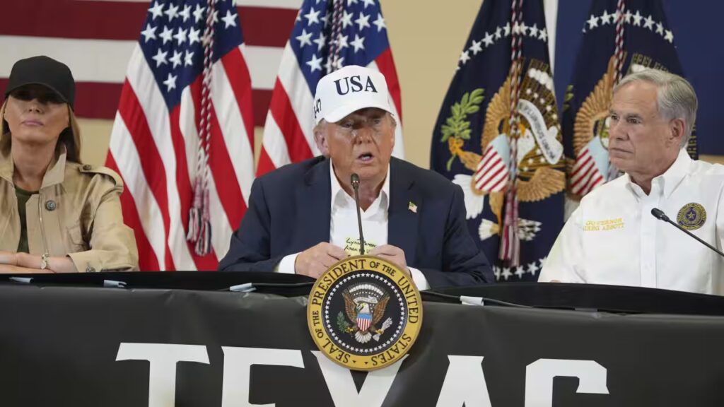 United States President Donald Trump has reacted aggressively to criticism of the official preparation for and response to the recent Texas floods, which killed at least 120 people. Source: AP / AP Photo / Jacquelyn Martin