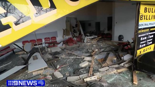 A teenager has been charged after allegedly crashing a stolen BMW into a medical centre. Picture: Nine News